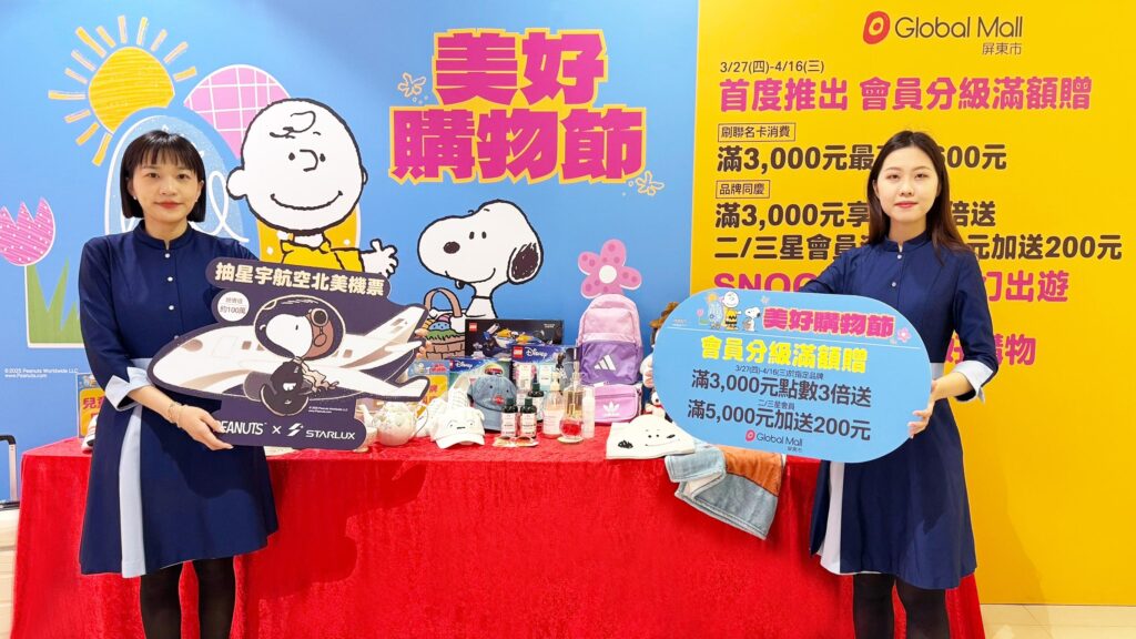 Global Mall合作星宇航空，推滿額抽「星宇航空 X 史努比主題航班」北美航線機票