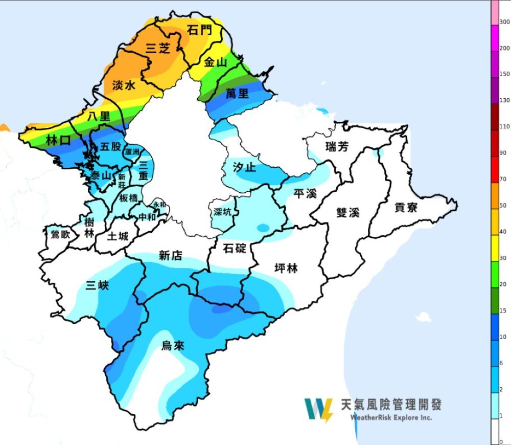 鋒面通過 新北5/6、7兩日防局部雷雨與強陣風 1 《圖說》預測降雨圖。〈消防局提供〉