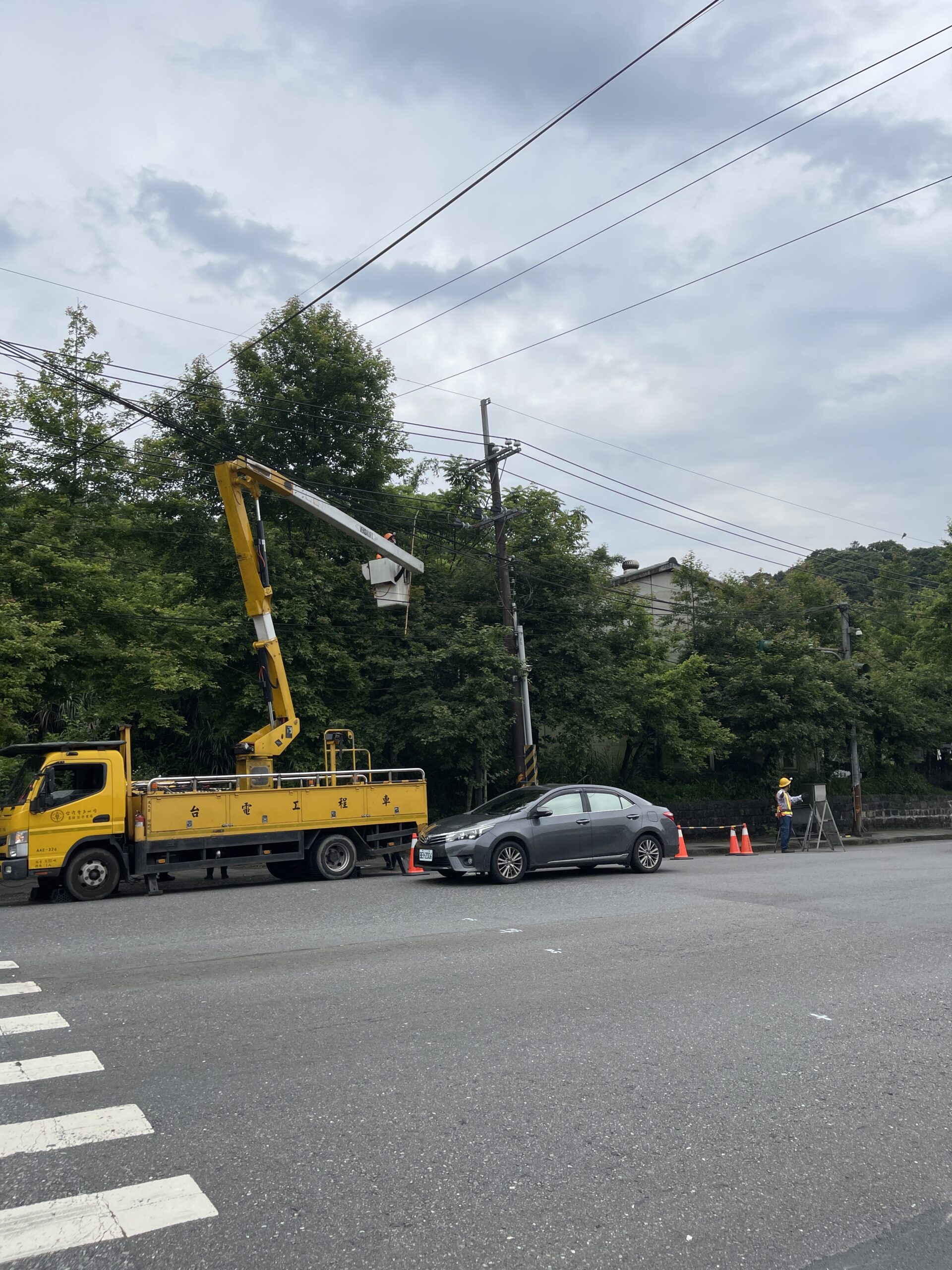 丹娜絲逼近風雨漸強 基隆台電應變中心全力防颱 3 《圖說》台電基隆區處颱風樹修剪工作。〈台電基隆區處提供〉