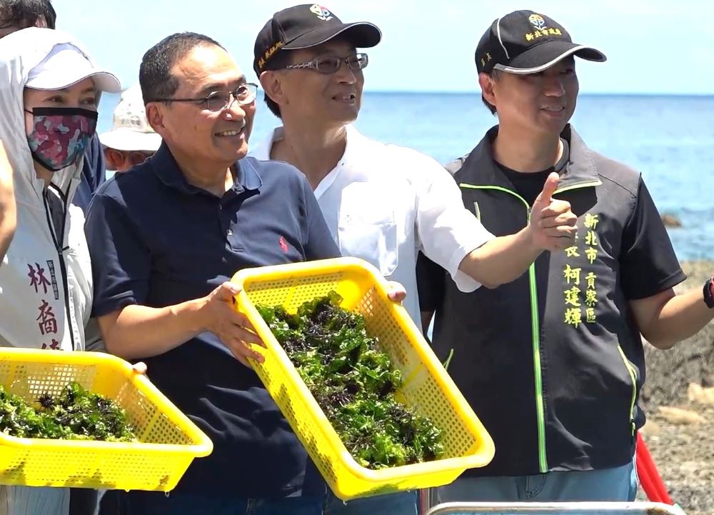 《圖說》侯友宜市長復育放流海膽。〈農業局提供〉