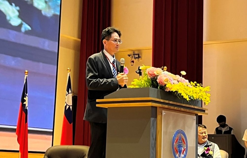 台電北南區處長交接 楊顯輝榮退 林蒼喬接棒 4 《圖說》台電北南區處新卸任處長交接典禮,新任處長林蒼喬處長致詞。〈台電北南區處提供〉